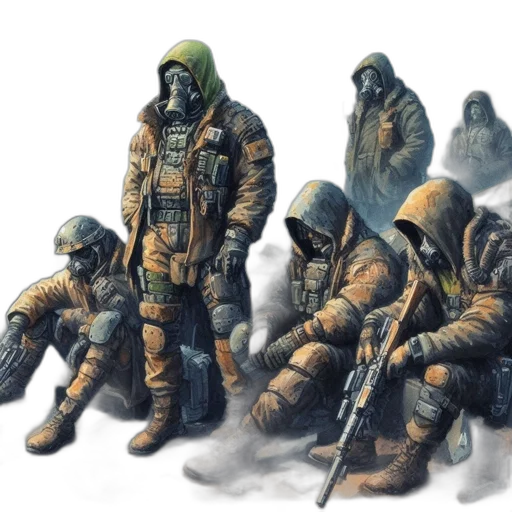 jacket, concept art, fantasy art, cyberpunk, watercolor, fog, snow, fire transparent PNG cut-out