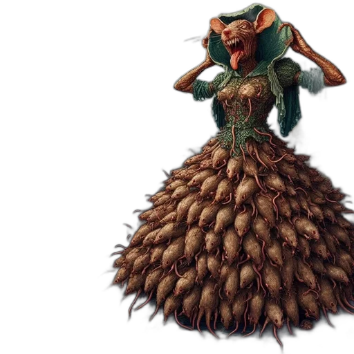 dress, creature, hair, animal, concept art, fantasy art, 3d render, historical transparent PNG cut-out