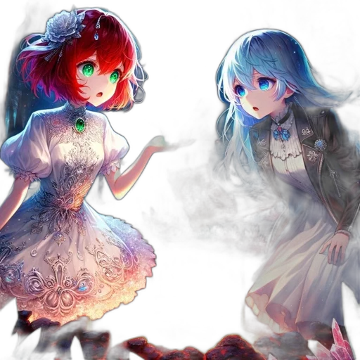 dress, robot, concept art, fantasy art, anime, pixel art, fire, snow transparent PNG cut-out