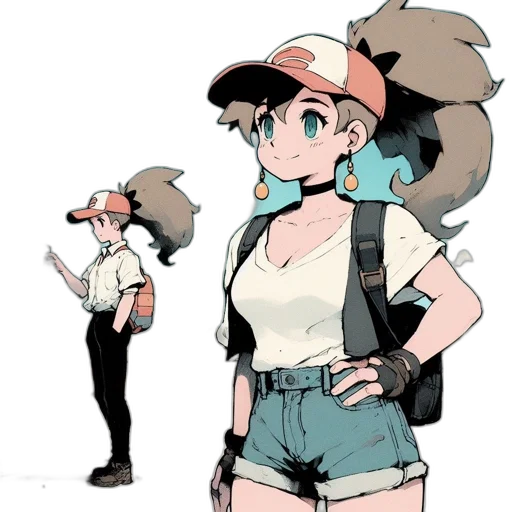 hat, staff, jacket, creature, concept art, cartoon, anime, watercolor transparent PNG cut-out