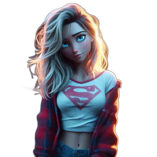 face, jacket, comic book art, concept art, fantasy art, cartoon, neon lights, neon transparent PNG cut-out