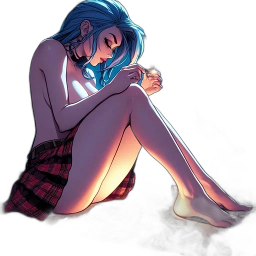 dress, concept art, comic book art, watercolor, anime, neon lights, fire, blue transparent PNG cut-out