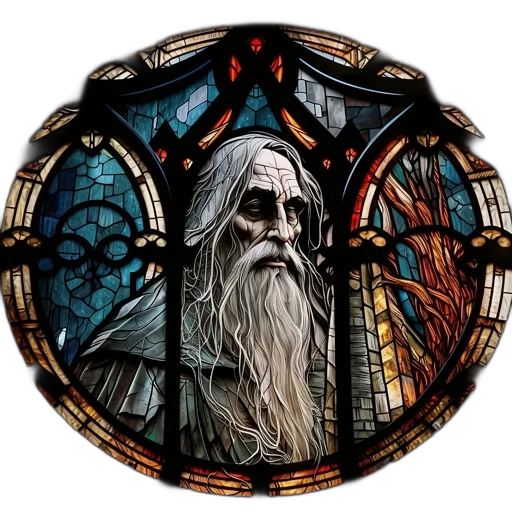 face, sword, fantasy art, photorealistic, concept art, stained, glass, artwork transparent PNG cut-out