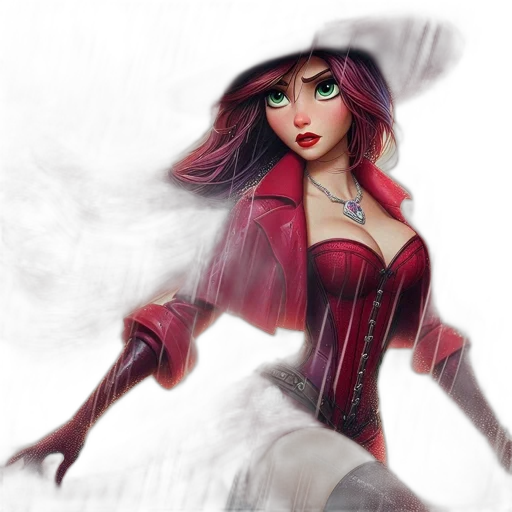 fantasy art, concept art, comic book art, cartoon, fog, red, dark, female transparent PNG cut-out