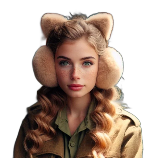 hat, jacket, hair, animal, photorealistic, concept art, 3d render, fantasy art transparent PNG cut-out