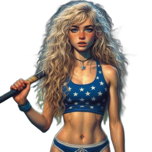 fantasy art, concept art, comic book art, pixel art, young, woman, blonde, hair transparent PNG cut-out