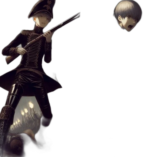 hat, staff, mask, weapon, concept art, fantasy art, 3d render, pixel art transparent PNG cut-out