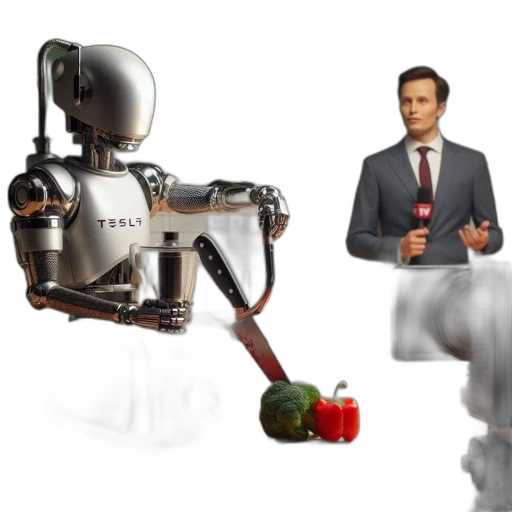 robot, weapon, 3d render, concept art, anthropomorphic, tesla, chef, chops transparent PNG cut-out