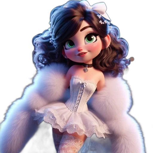 dress, 3d render, concept art, cartoon, fantasy art, snow, digitally, illustrated transparent PNG cut-out