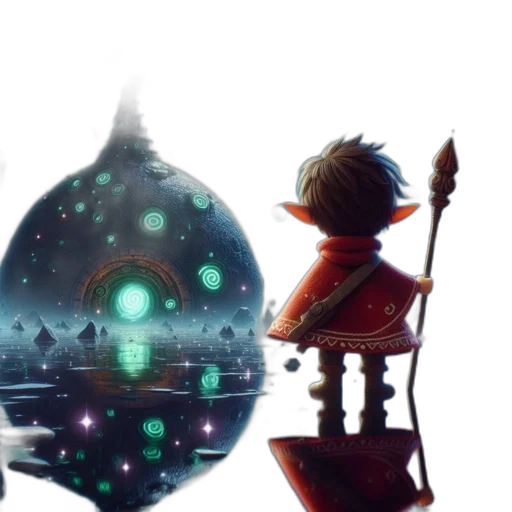 robot, sword, concept art, fantasy art, pixel art, watercolor, outer space, night transparent PNG cut-out