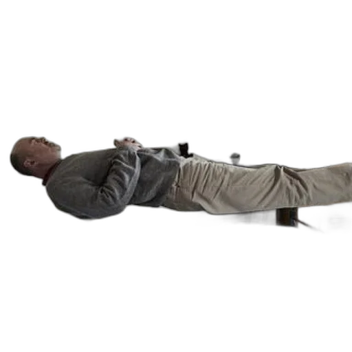 staff, furniture, man, grey, sweater, beige, pants, appears transparent PNG cut-out