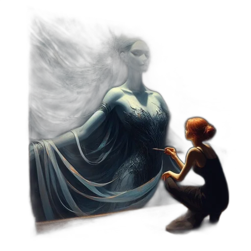 dress, fantasy art, concept art, oil painting, pixel art, fog, underwater, forest transparent PNG cut-out