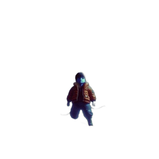 robot, creature, jacket, mask, concept art, 3d render, pixel art, vaporwave transparent PNG cut-out