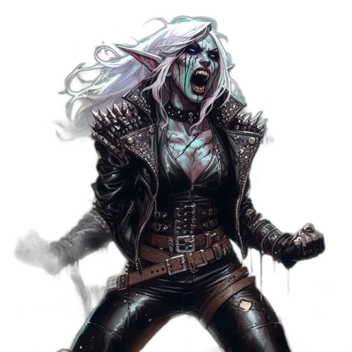 jacket, comic book art, concept art, cyberpunk, fantasy art, dark, enraged, elf-like transparent PNG cut-out