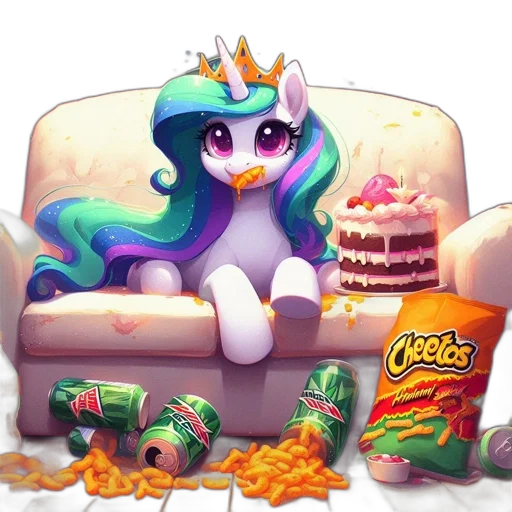 food, crown, concept art, pixel art, fantasy art, 3d render, animated, unicorn transparent PNG cut-out