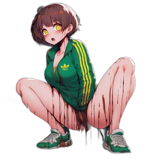 jacket, creature, shoes, weapon, pixel art, anime, concept art, watercolor transparent PNG cut-out
