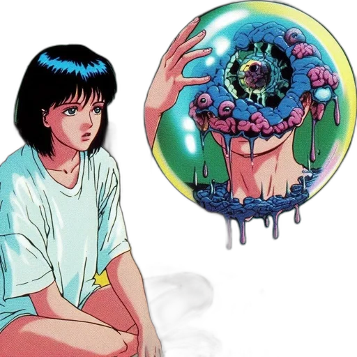 umbrella, jewelry, mask, creature, vaporwave, concept art, comic book art, cyberpunk transparent PNG cut-out