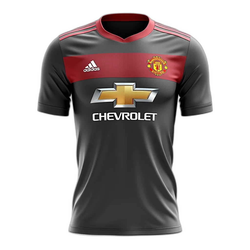 3d render, grey, red, manchester, united, jersey, word, chevrolet transparent PNG cut-out