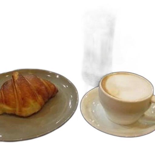 food, 3d render, photorealistic, fog, fire, croissant, plate, next transparent PNG cut-out