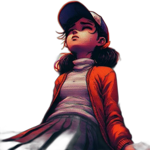 jacket, hat, face, comic book art, concept art, fantasy art, photorealistic, neon lights transparent PNG cut-out