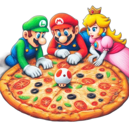food, crown, 3d render, pixel art, concept art, three, main, characters transparent PNG cut-out