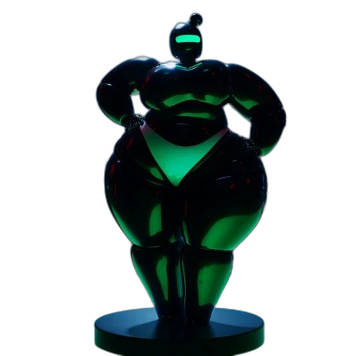 robot, dress, 3d render, concept art, neon lights, green, futuristic, club transparent PNG cut-out