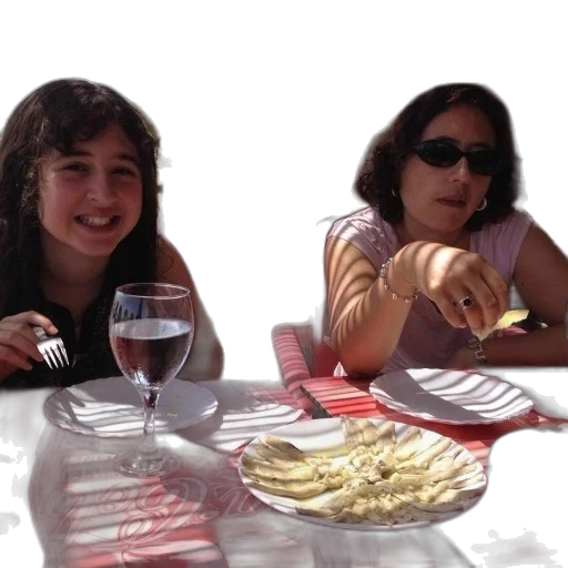 food, photorealistic, 3d render, two, women, sit, coca-cola, themed transparent PNG cut-out