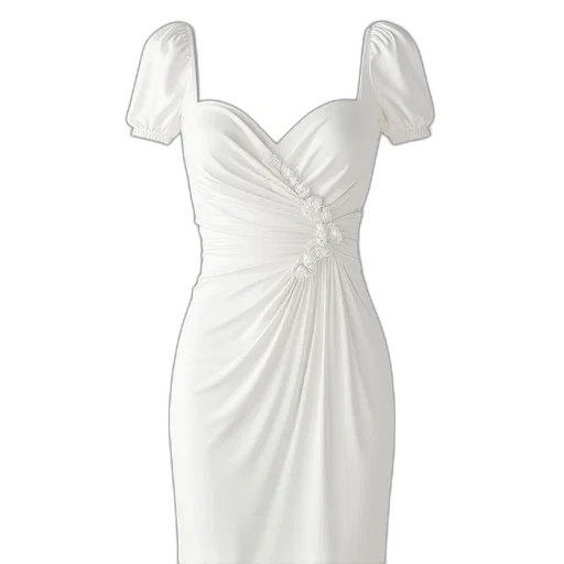 dress, short, sleeve, white transparent PNG cut-out
