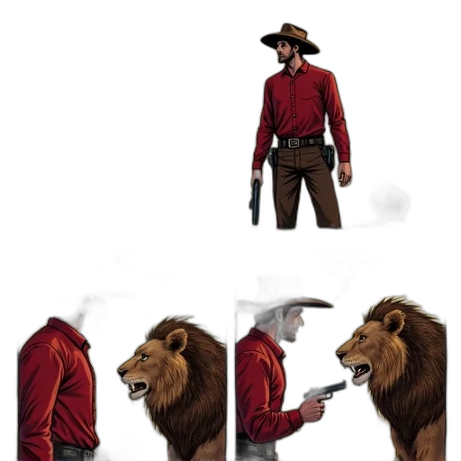 jacket, animal, weapon, hat, concept art, pixel art, comic book art, fantasy art transparent PNG cut-out