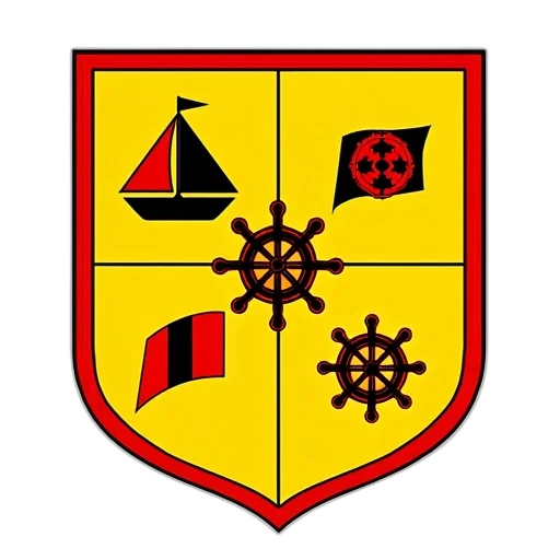 staff, crown, red, yellow, shield, black, border, featuring transparent PNG cut-out