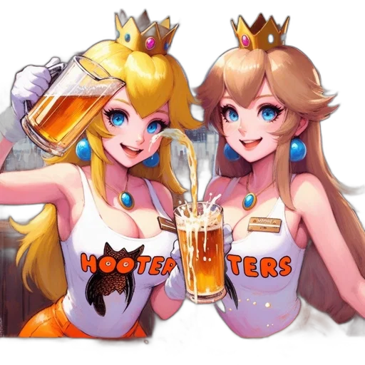 crown, pixel art, concept art, fantasy art, anime, two, animated, female transparent PNG cut-out