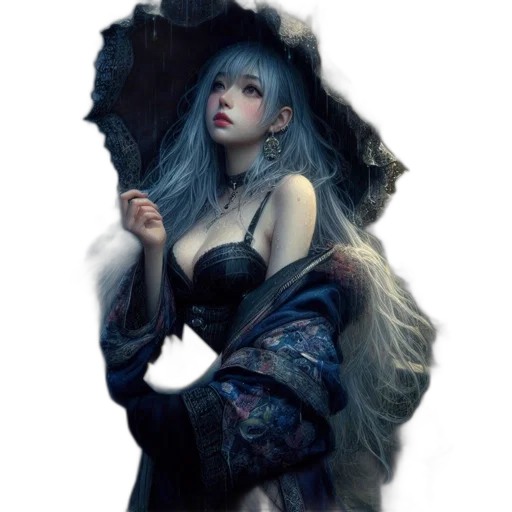 dress, face, dragon, sword, fantasy art, concept art, photorealistic, anime transparent PNG cut-out