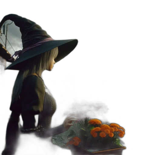 hat, mask, food, dress, concept art, fantasy art, watercolor, photorealistic transparent PNG cut-out