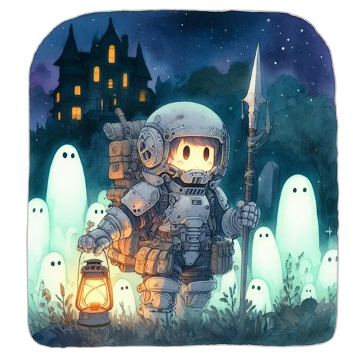 robot, concept art, fantasy art, pixel art, comic book art, night, outer space, fog transparent PNG cut-out