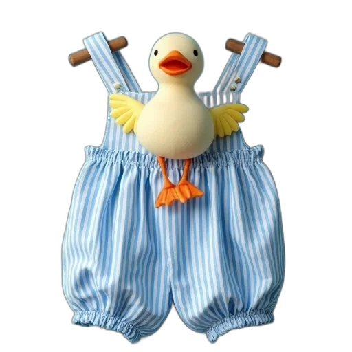 dress, jacket, 3d render, blue, striped, bubble, romper, duck transparent PNG cut-out