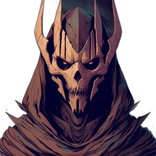 mask, face, crown, creature, concept art, fantasy art, pixel art, comic book art transparent PNG cut-out