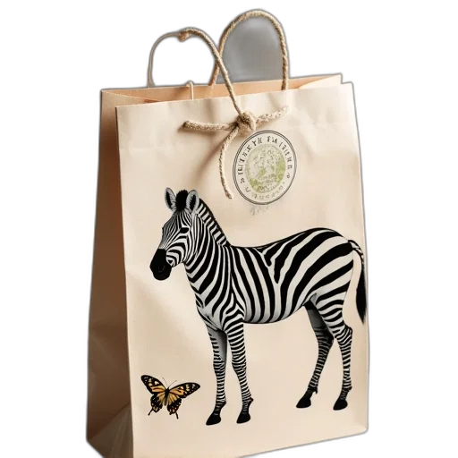 photorealistic, gift, bag, zebra transparent PNG cut-out