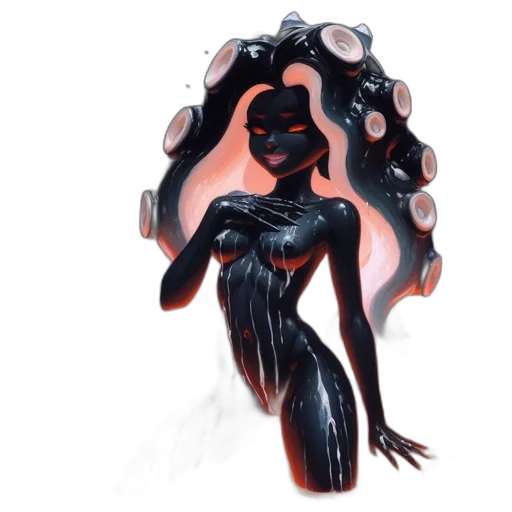 dress, hair, creature, mask, concept art, fantasy art, comic book art, pixel art transparent PNG cut-out