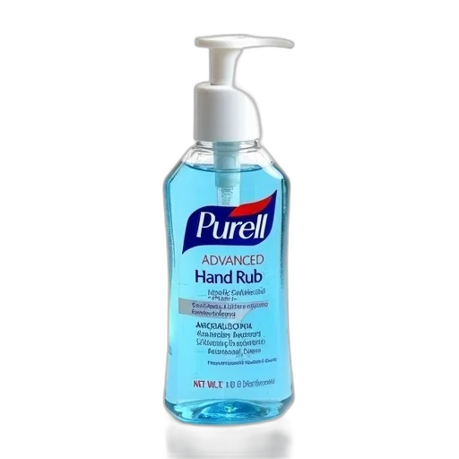 bottle, hair, purell, advanced, hand, rub, blue, label transparent PNG cut-out