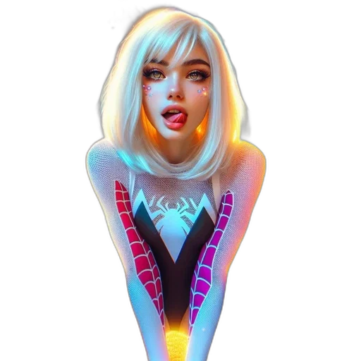 dress, jacket, robot, hair, 3d render, vaporwave, concept art, fantasy art transparent PNG cut-out