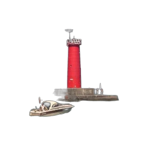 3d render, photorealistic, concept art, red, lighthouse, stands, tall, middle transparent PNG cut-out