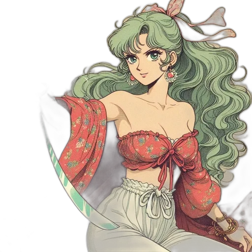dress, sword, fantasy art, anime, concept art, pixel art, green, red transparent PNG cut-out