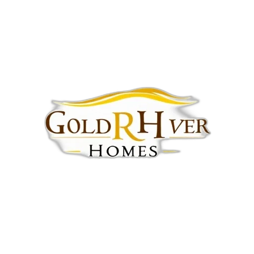 golden, stylized, logo, featuring, words, gold, river, homes transparent PNG cut-out