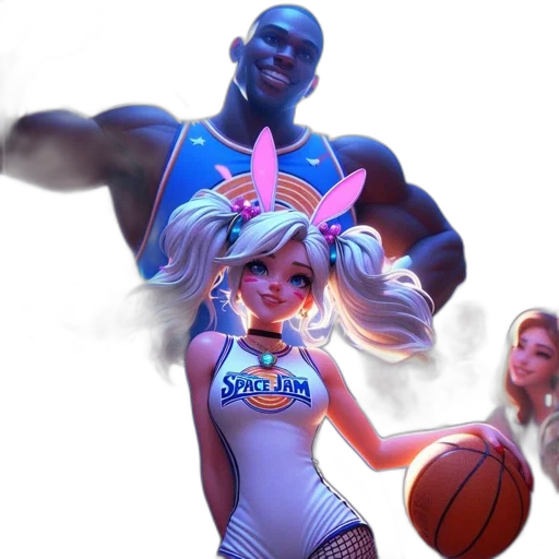 concept art, 3d render, fantasy art, comic book art, two, characters, space, jam transparent PNG cut-out