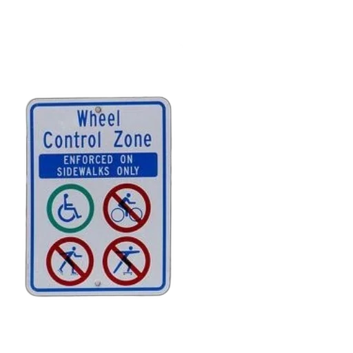 sign, pole, indicates, wheel, control, zone, enforced, only transparent PNG cut-out