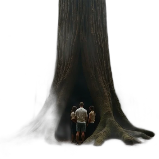 tree, creature, hair, staff transparent PNG cut-out