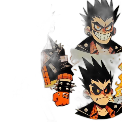 concept art, comic book art, pixel art, cartoon, fire, animated, character, spiky transparent PNG cut-out