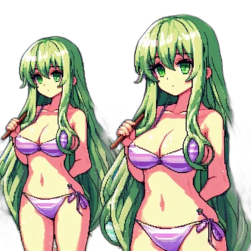 dress, pixel art, anime, concept art, 3d render, green, neon, colorful transparent PNG cut-out