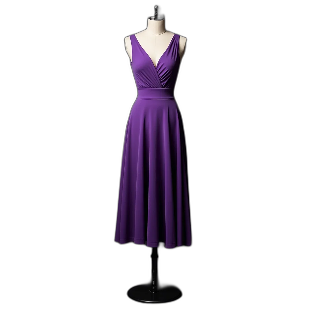 dress, 3d render, dark, mannequin, dressed, purple, sleeveless, fitted transparent PNG cut-out
