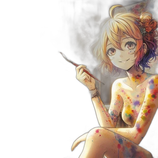 dress, flower, staff, weapon, anime, watercolor, fantasy art, concept art transparent PNG cut-out